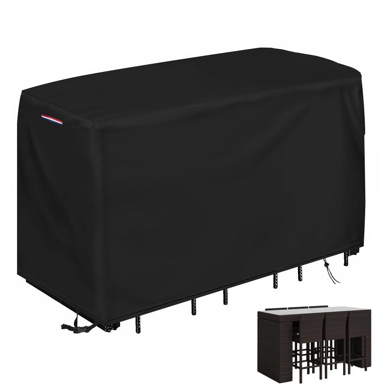 Loenel Patio Bar Height Set Cover  Waterproof Outdoor Swivel Bar Set Cover for Patio Bistro Set of 3 Pieces/Outdoor High Top Table and Chairs - 72""L x 30""W x 42""H - Image 1